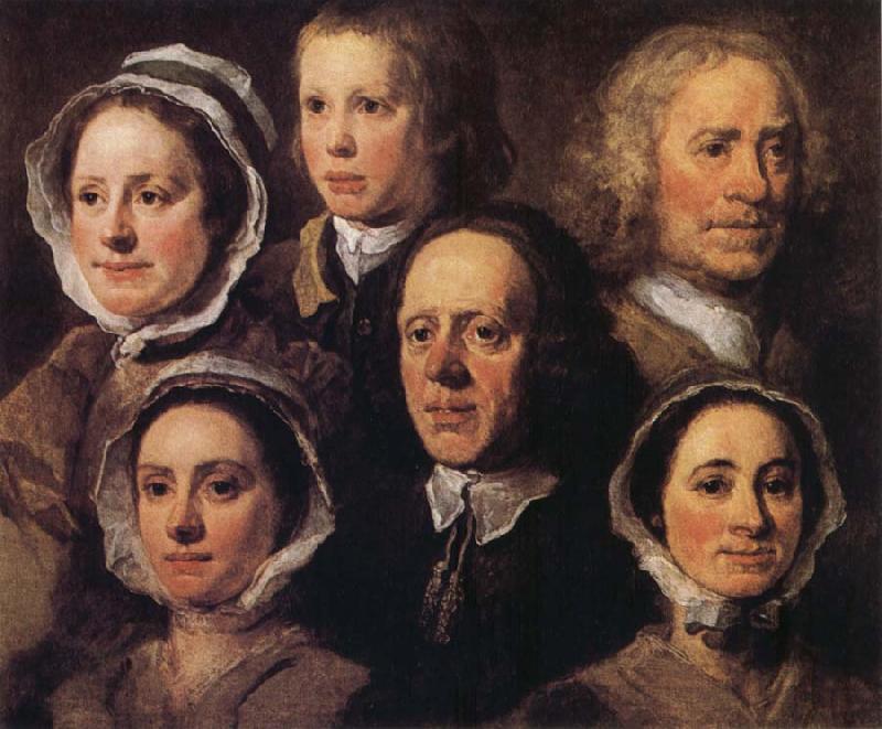 William Hogarth Heads of Six of Hogarth's Servants Sweden oil painting art